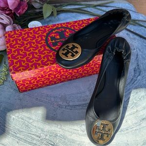 Tory Burch Black Gold Classic Reva flats